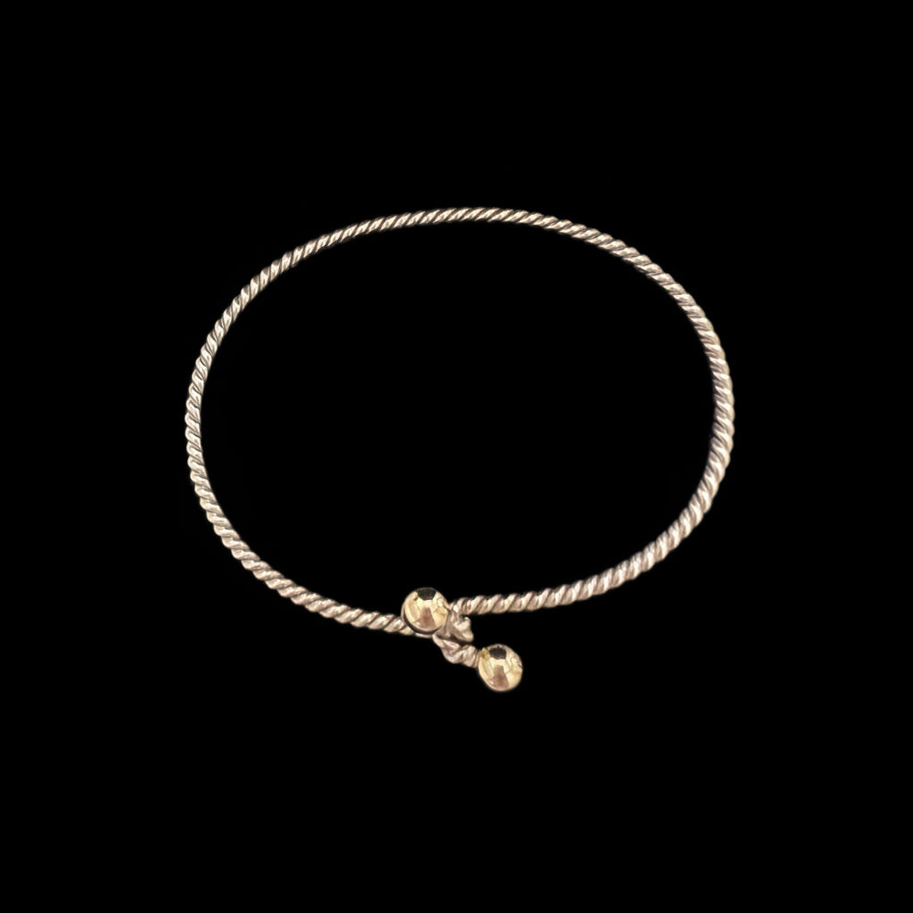 Tiffany & Co Hook Twist Silver Bangle with 18K Balls
