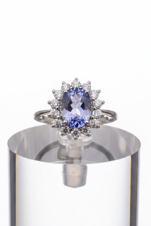 Blue sapphire diamond ring unheated