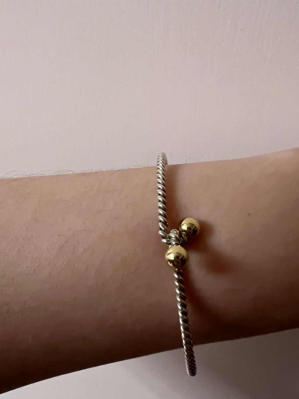 Tiffany & Co Hook Twist Silver Bangle with 18K Balls