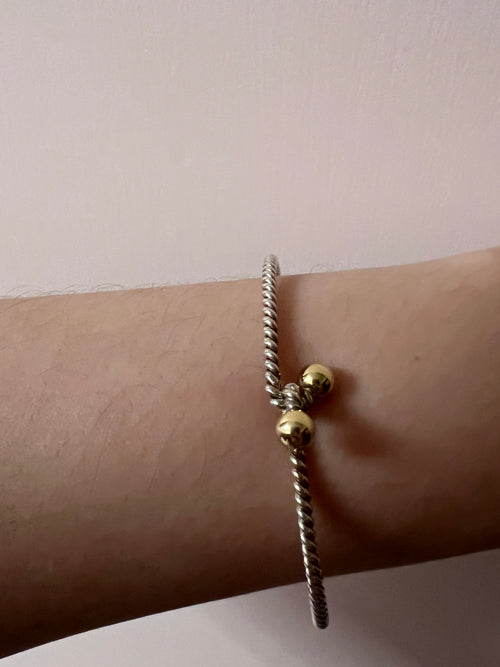 Tiffany & Co hook twist silver 18k bangle bracelet