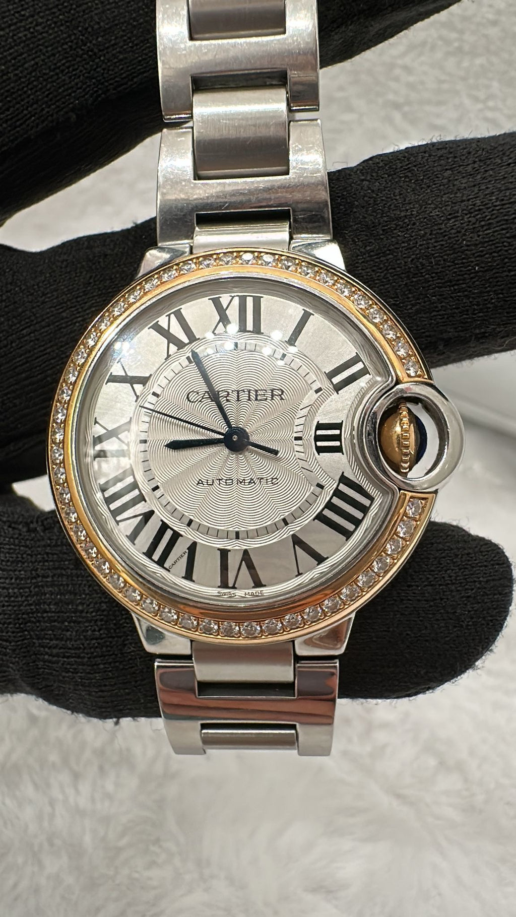 Cartier Ballon Bleu Diamonds Watch Automatic 33mm with certificate