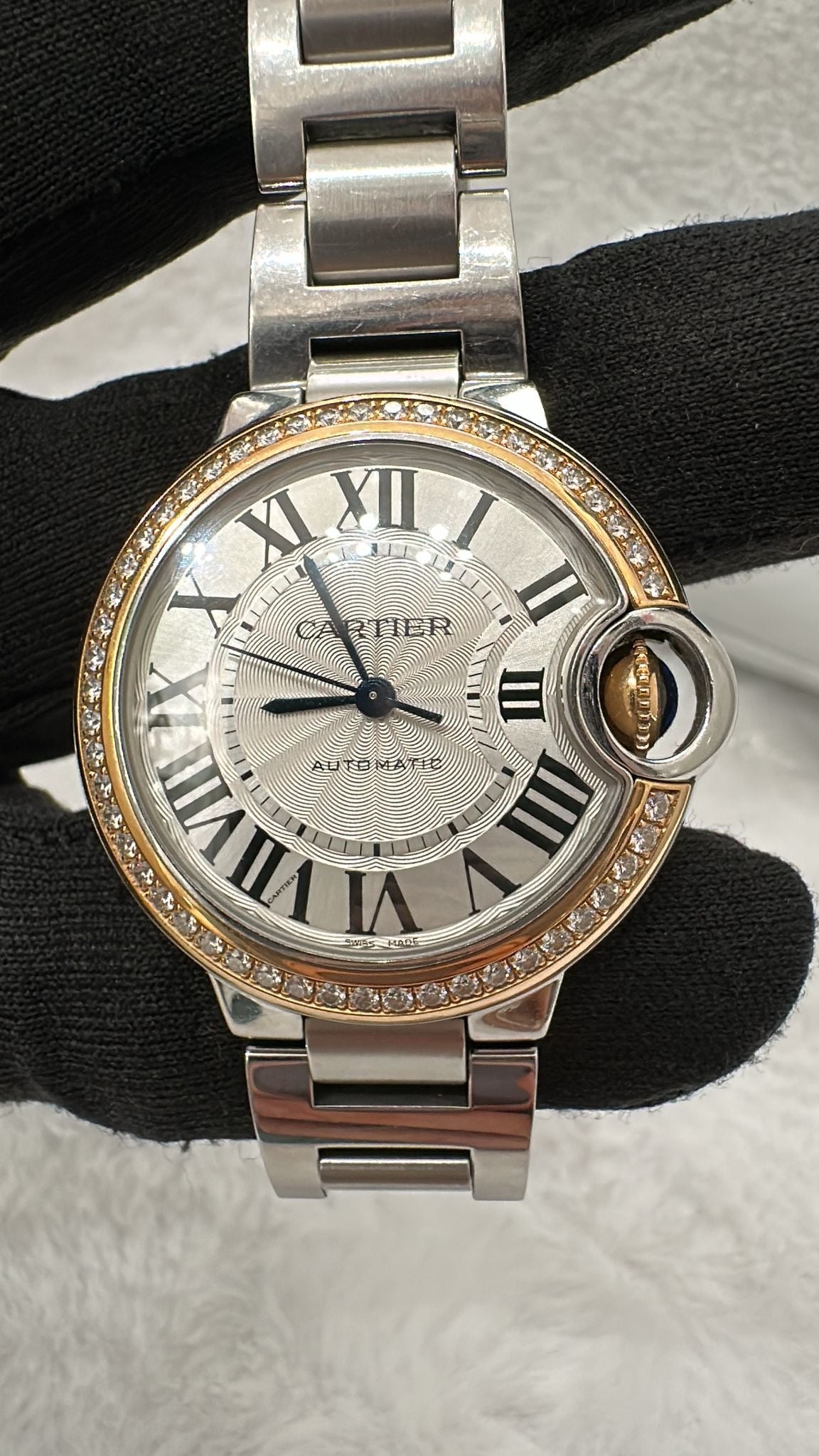 Cartier Ballon Bleu Diamonds Watch Automatic 33mm with certificate