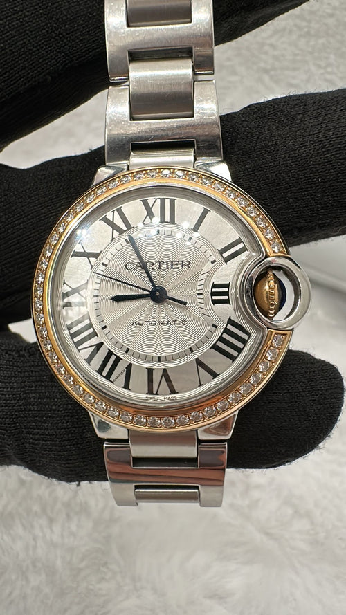 Cartier Ballon Bleu Diamonds Watch Automatic 33mm with certificate