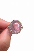 Kunzite cabochon silver ring
