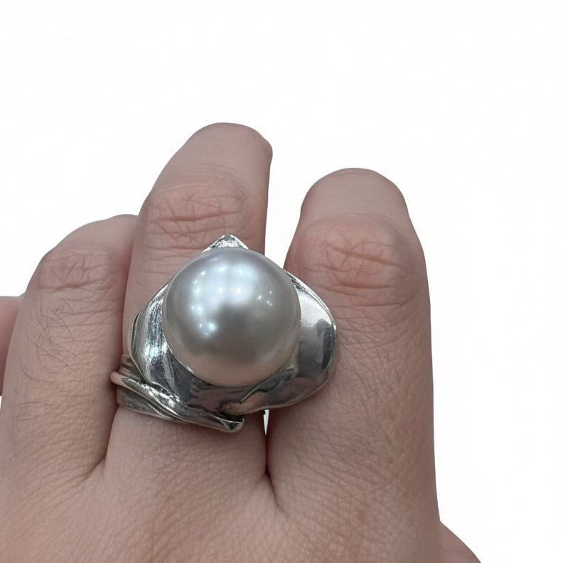 South Sea White Pearl Silver Ring