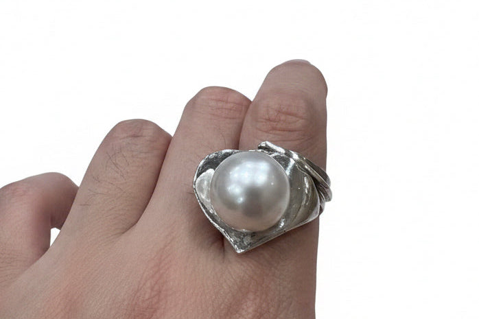 South Sea White Pearl Silver Ring