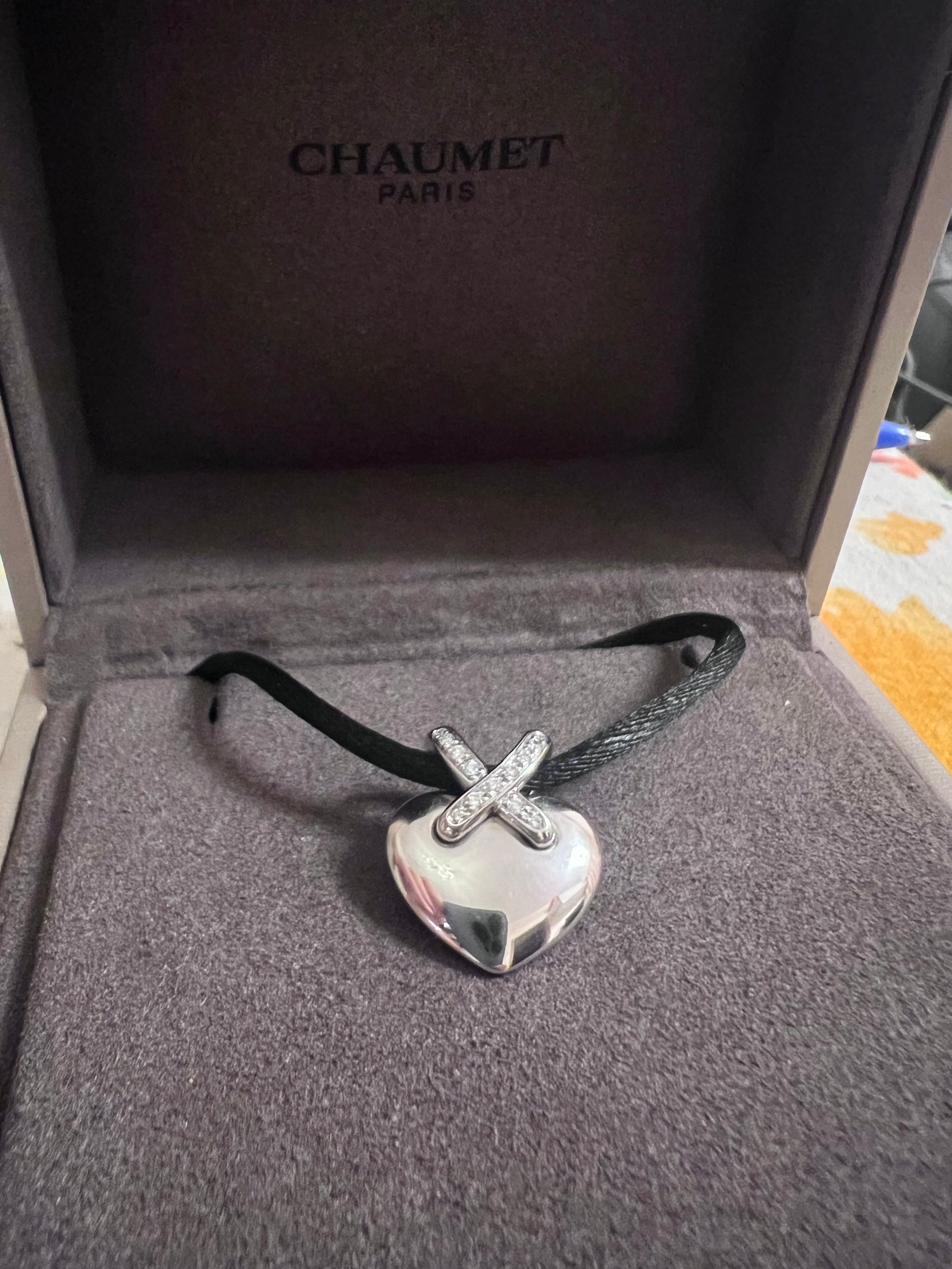 Chaumet 尚美巴黎 18K 白金 Liens 系列心形鑽石項鍊